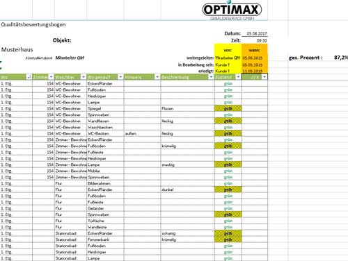 Optimax Gebäudeservice GmbH - Qualtitätsbewertungsbogen